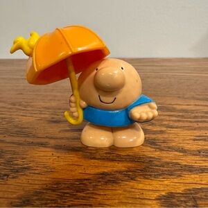 Vintage 1981 Ziggy Figure Character with Orange Umbrella & Duck Tom Wilson
